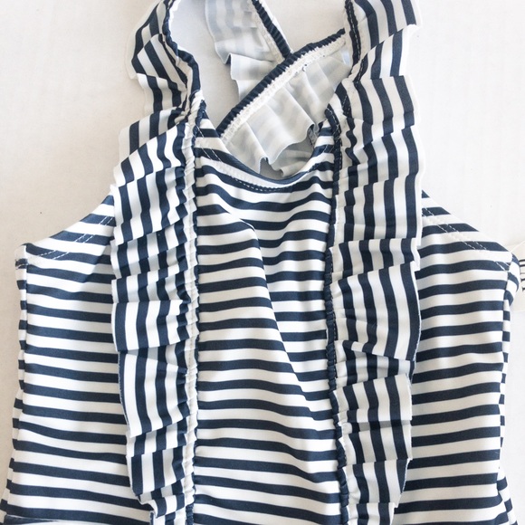 Baby Gap Blue and White Striped Ruffle Swimsuit - Picture 5 of 6